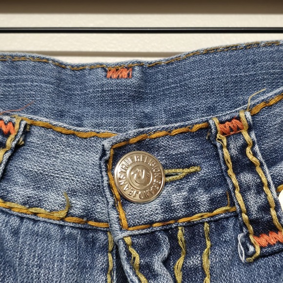 True Religion World Tour Joey  Super T Jeans‎ Womens 30x31 Thick Stitching Y2K - Picture 6 of 9